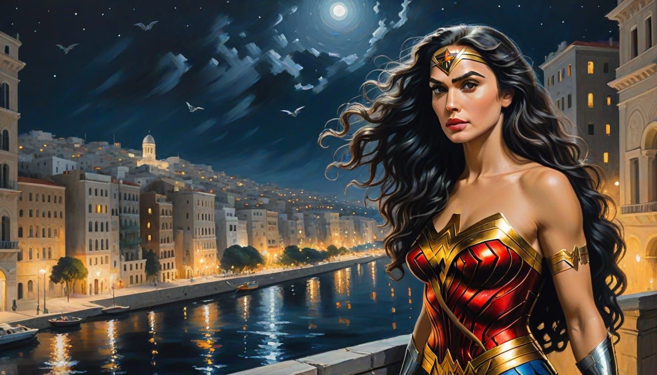 Wonder Woman in Titian-Inspired Oil Painting
