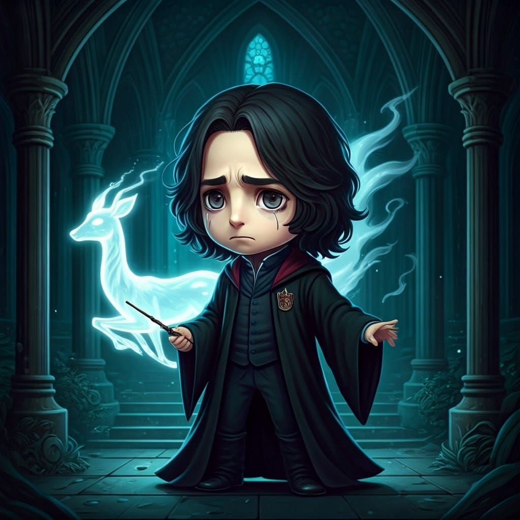 Chibi Severus Snape Summons Doe Patronus