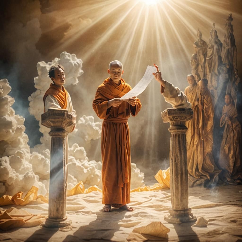 Divine King and Monk on Holy Clouds