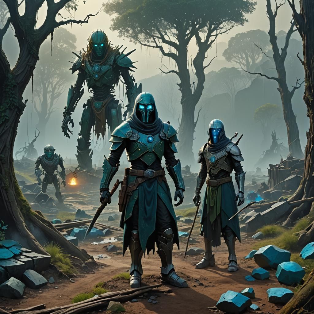 Enslaved Potter and Bionicle Scarecrow in Dark Fantasy Art