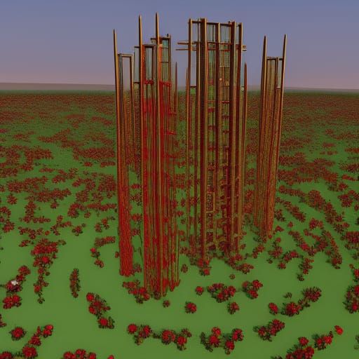 The Dark Tower Surrounded by Roses, Digital Art