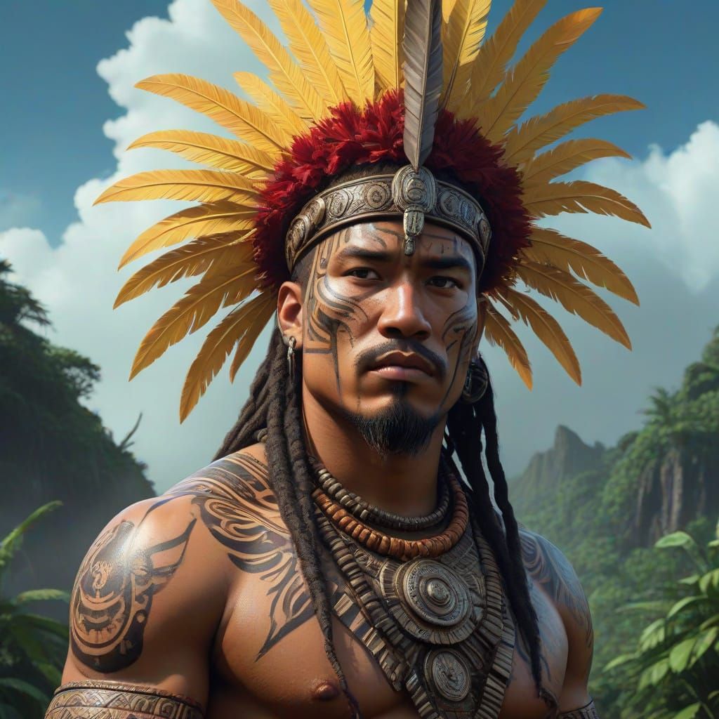 Samoan Demigod in Traditional Regalia