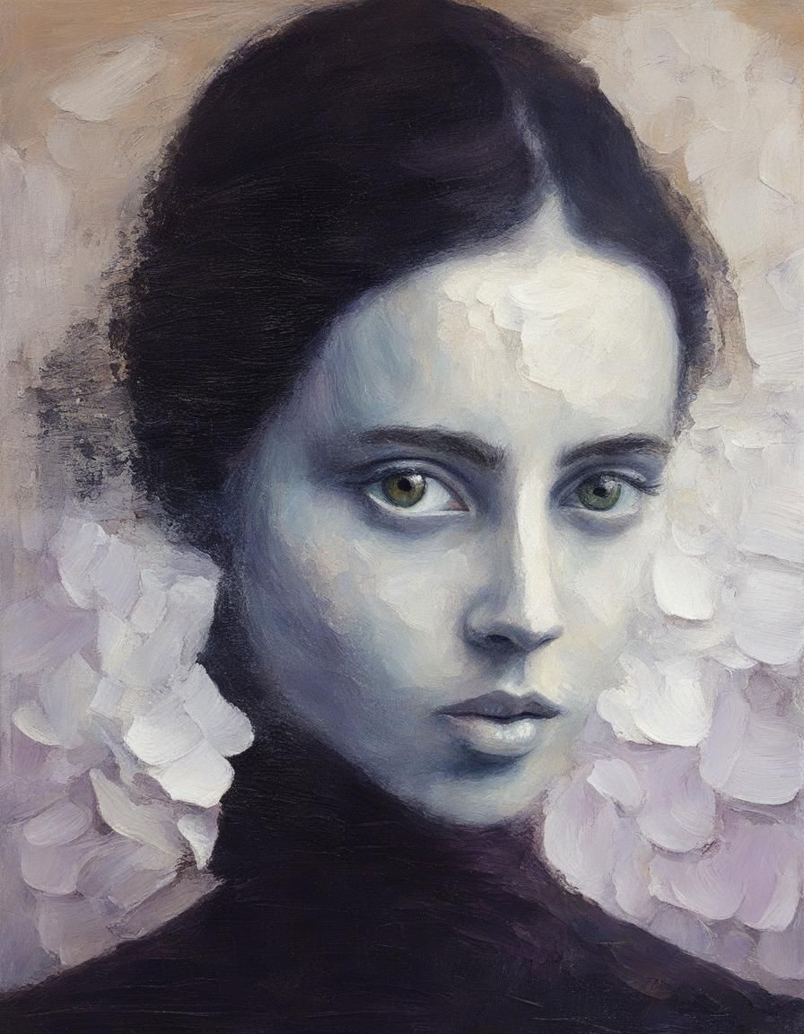 Impasto Portrait: Woman with Lilac Eyes