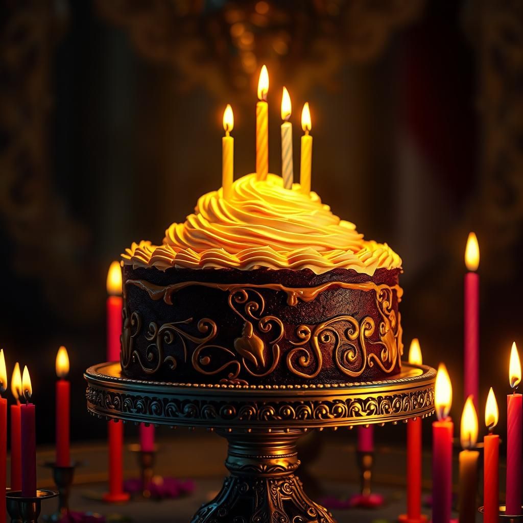 Decadent Birthday Cake in Cinematic Photorealism