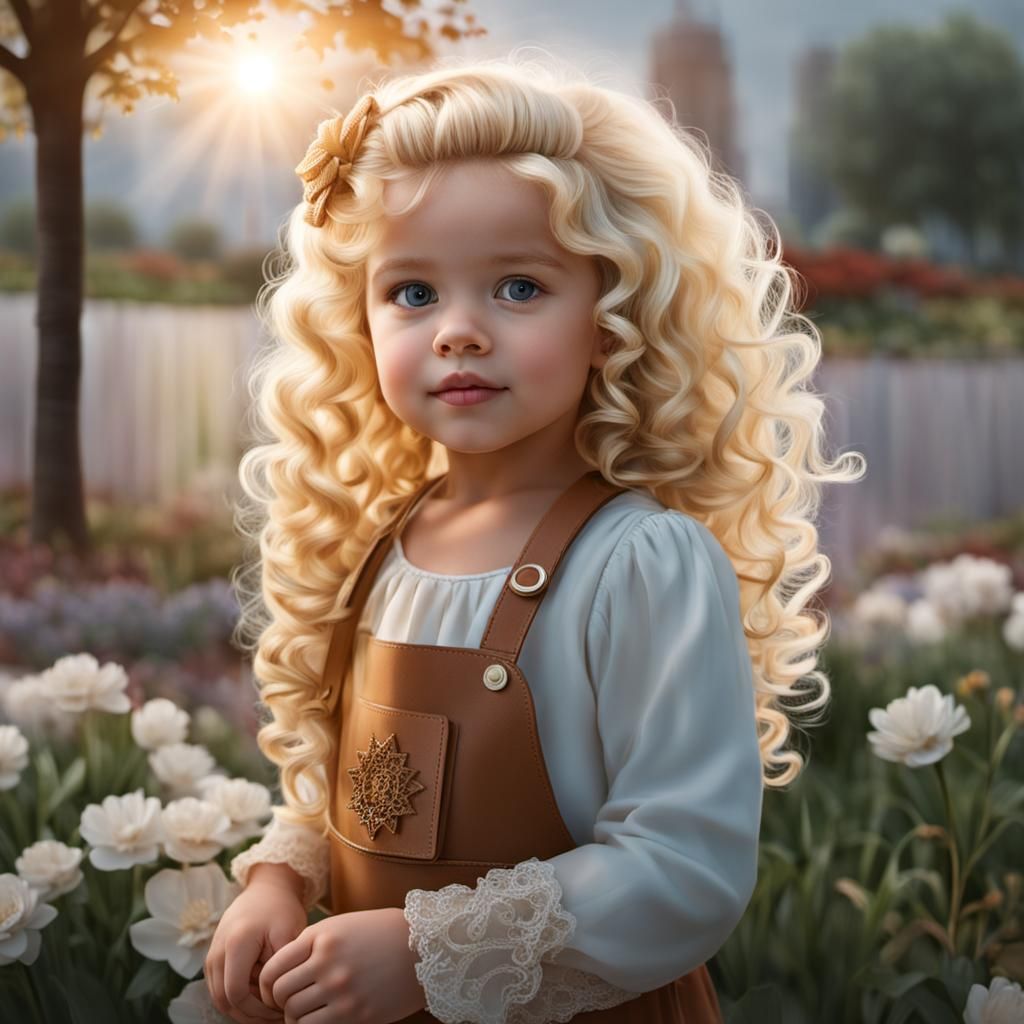 Blonde Toddler Girl with Long Curly Hair