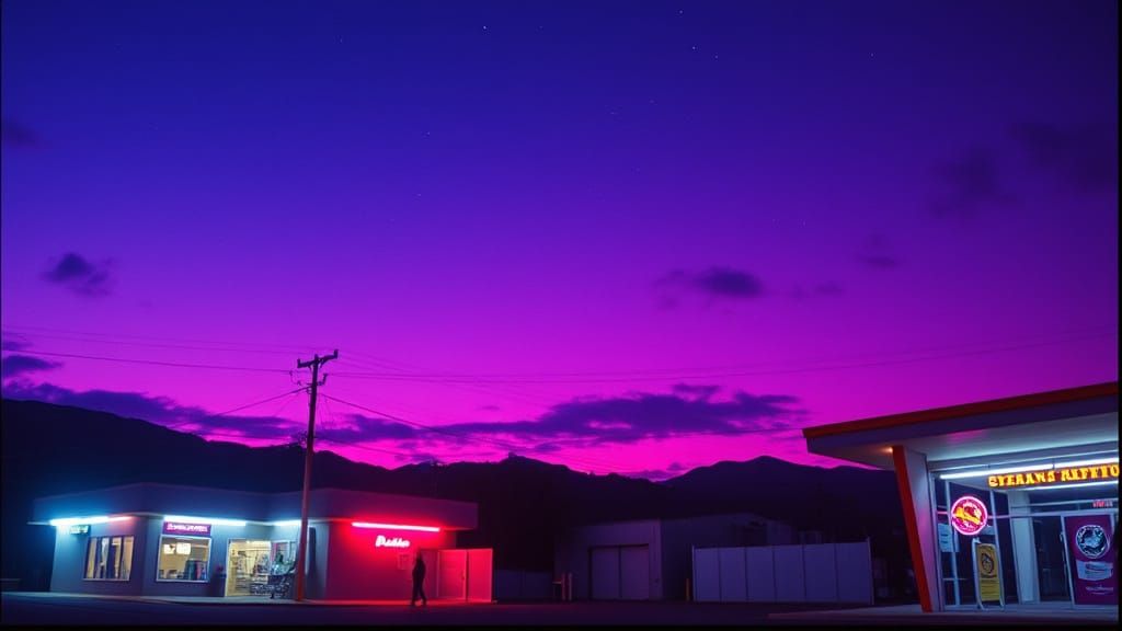 Ethereal Synthwave Night Sky Illuminated in Neon