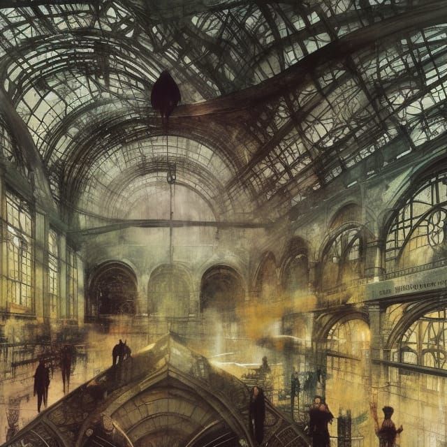 Liminal Train Station: Hyperdetailed Photorealistic Mixed Me...