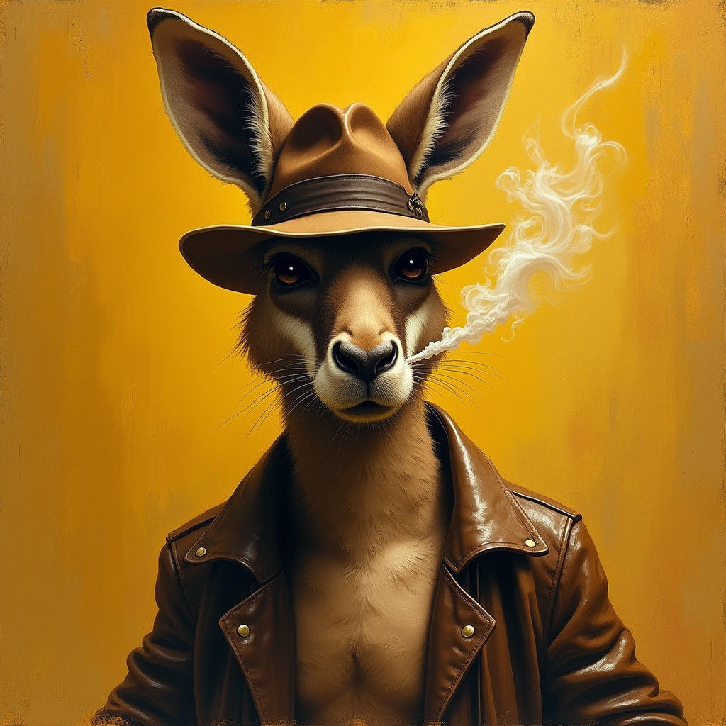 Kangaroo Detective in Impressionist Style