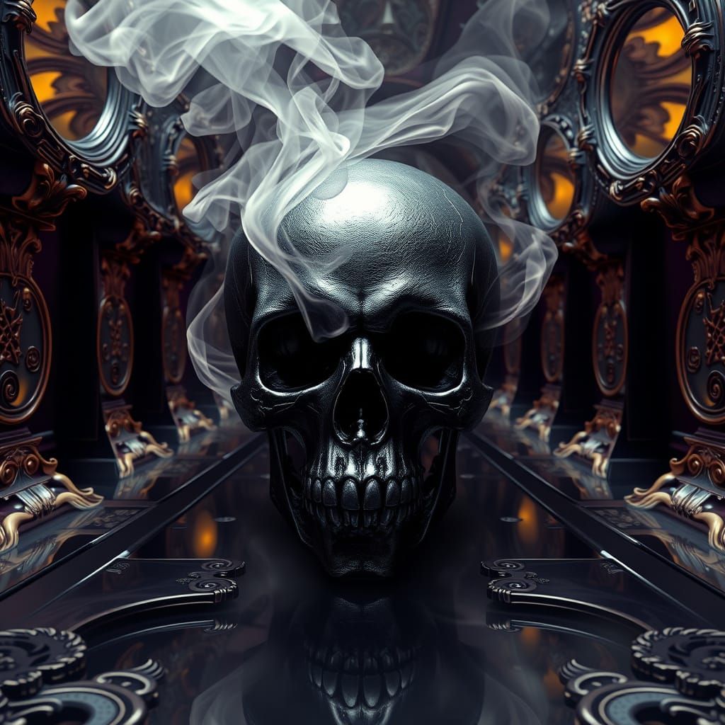 Surreal Skull in Mystical, Hyperrealistic Art