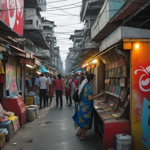 Vibrant Anime Cityscape of Philippine Urban Life