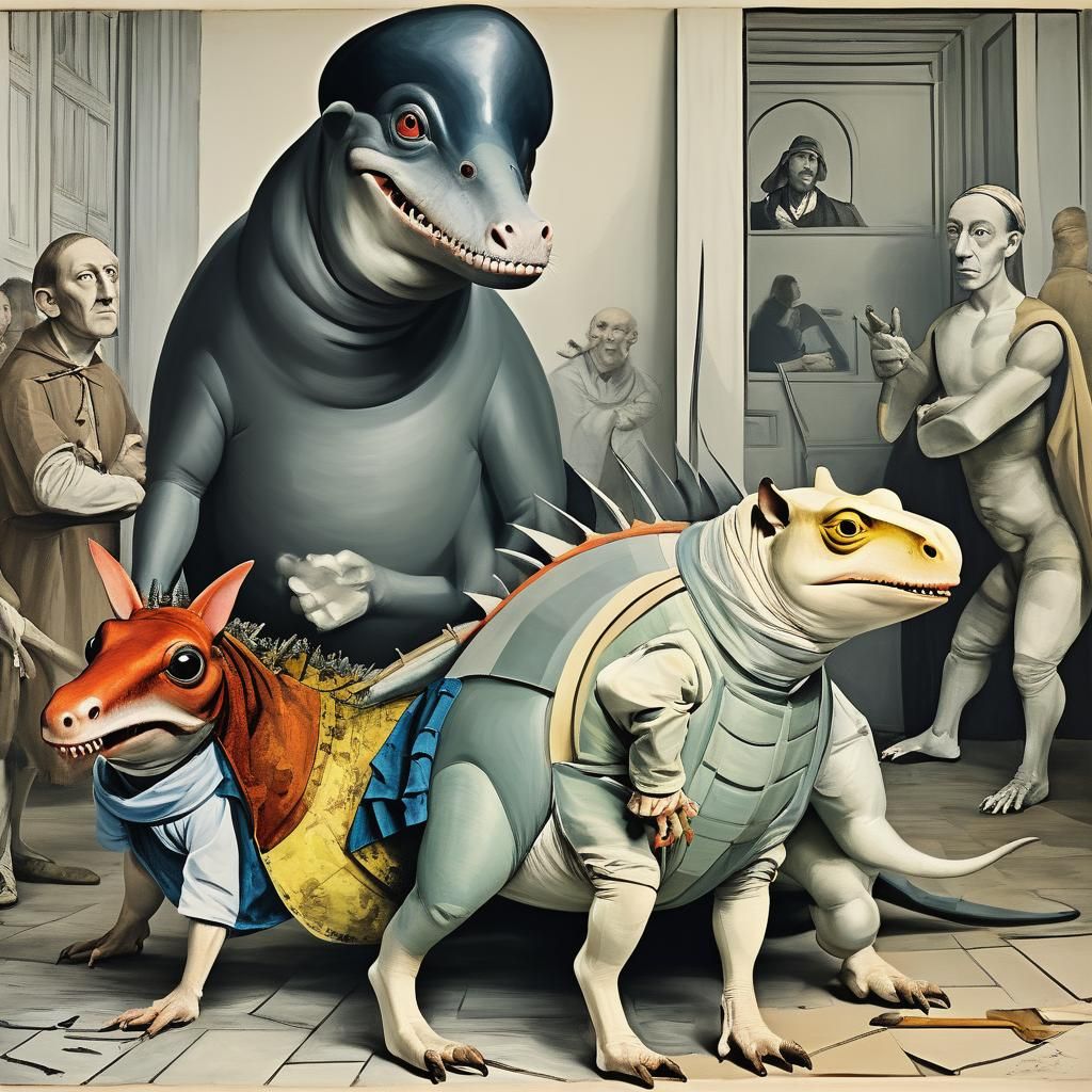 Mousesaurus Photobomb: Holbein and Picasso Style