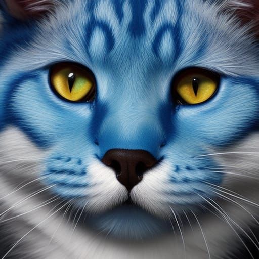 Hyperrealistic Portrait of a Smurfcat