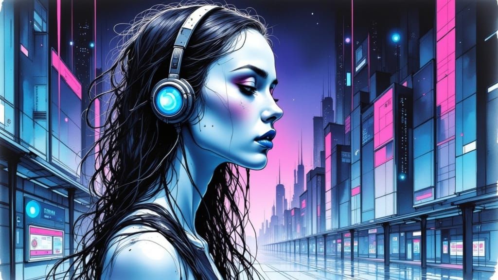 Cyberpunk Portrait of Woman with Cybernetic Fusion