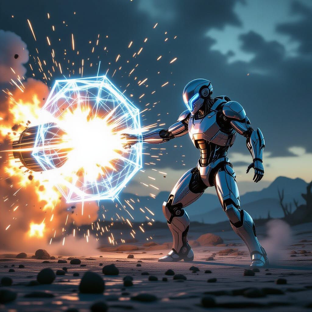 Cyborg Activates Force Field Against Nuclear Blast in Concep...