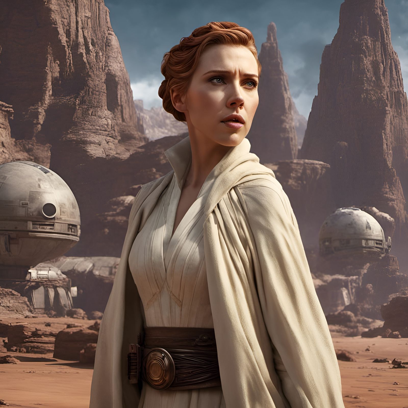 Scarlett Johansson as Star Wars Leia: Detailed Art