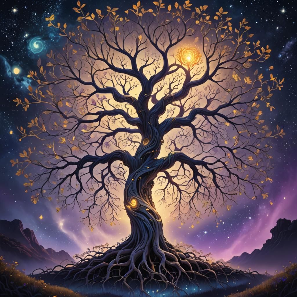 Glowing Brain-Root Tree: Fantasy Concept Art