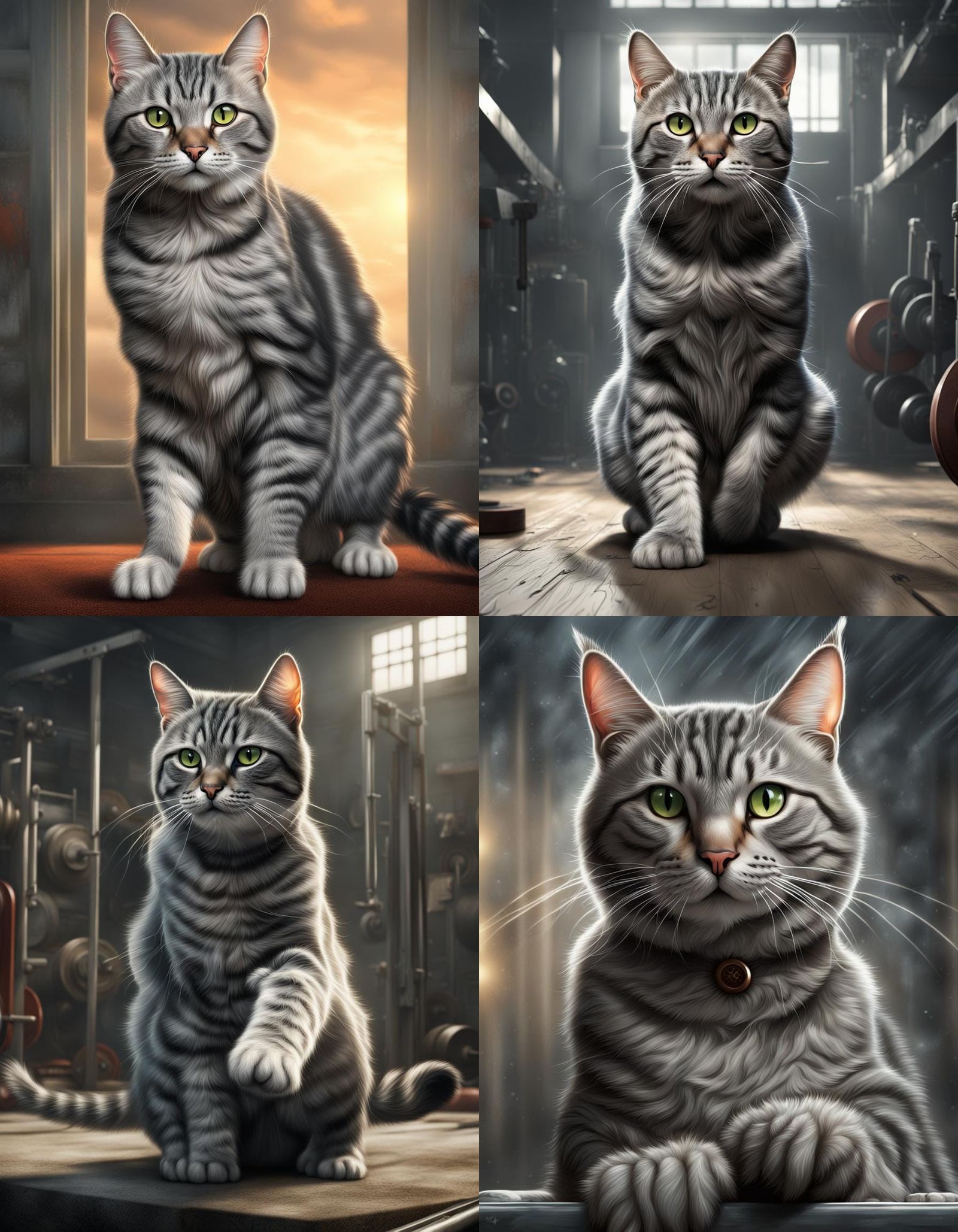 Powerlifting Tabby Cat in Comic Book Art