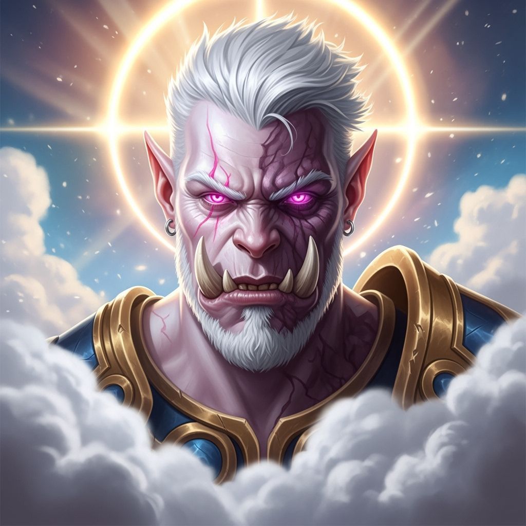 Hyperrealistic Half-Orc Portrait in Splash Art Style