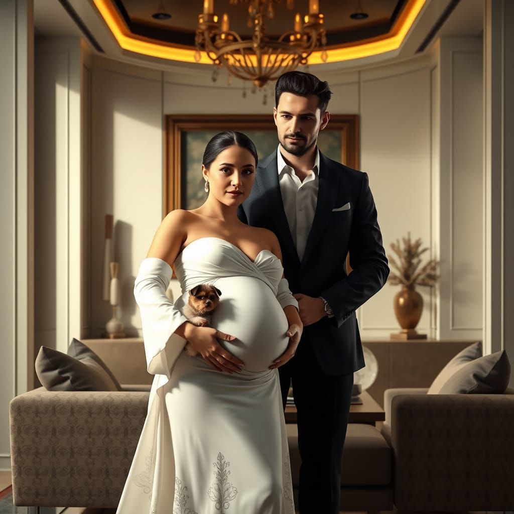 Elegant Couple in Modern Luxury Home