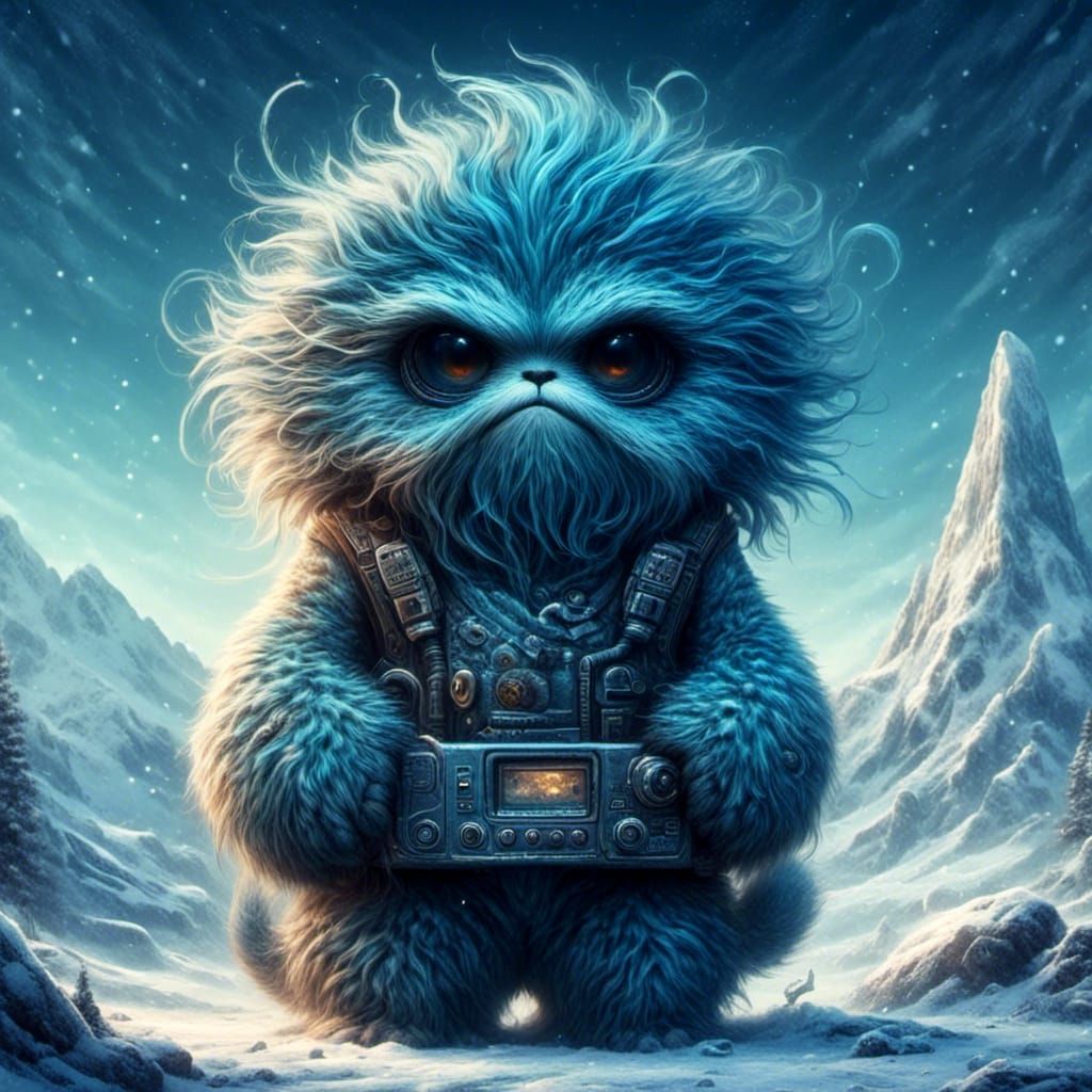 Blue Furry Leopard Camouflaged on Alien World