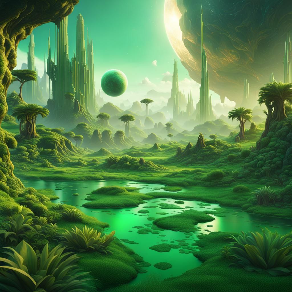 Lush Green Alien Planet Concept Art