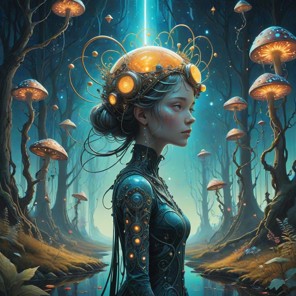 Cosmic Neoclassical Dreamworld with Shimmering Nebula