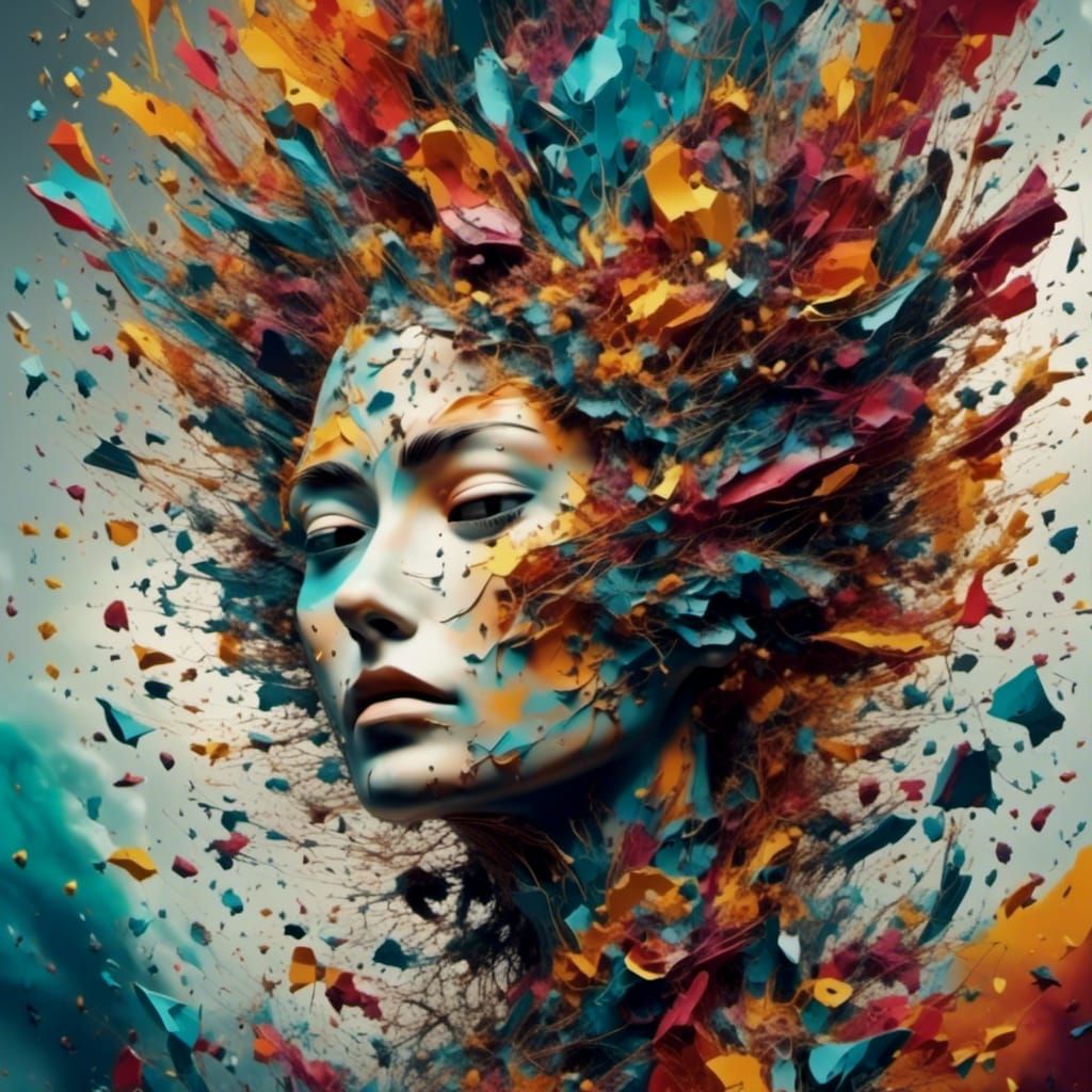 a hyperrealistic portrait of a mind and its concept of a fra...