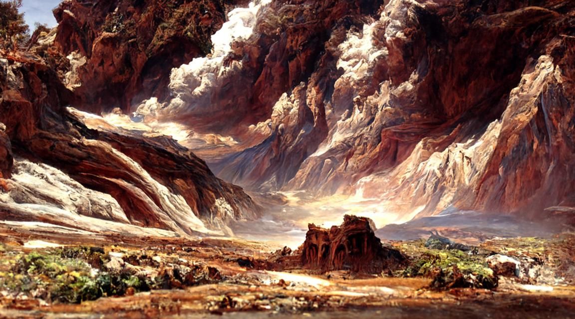 Death Valley Landscape Painting in Cole Style