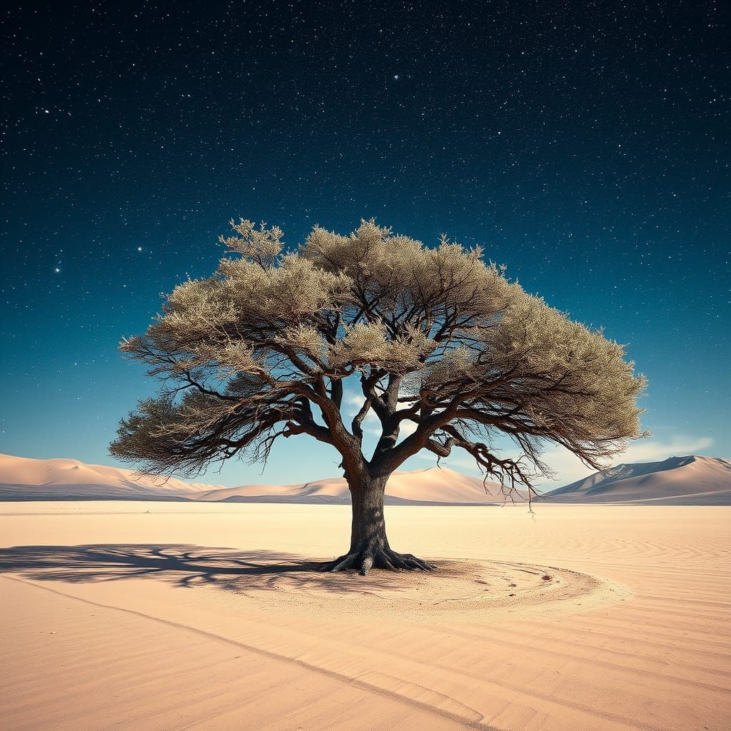 Tree Transcends into Celestial Landscape in Double Exposure ...