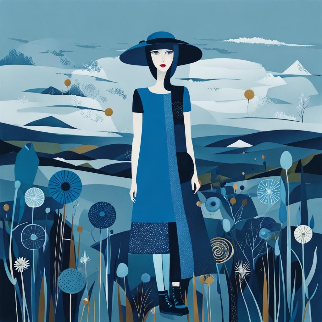 Girl in Art Brut Style Digital Art