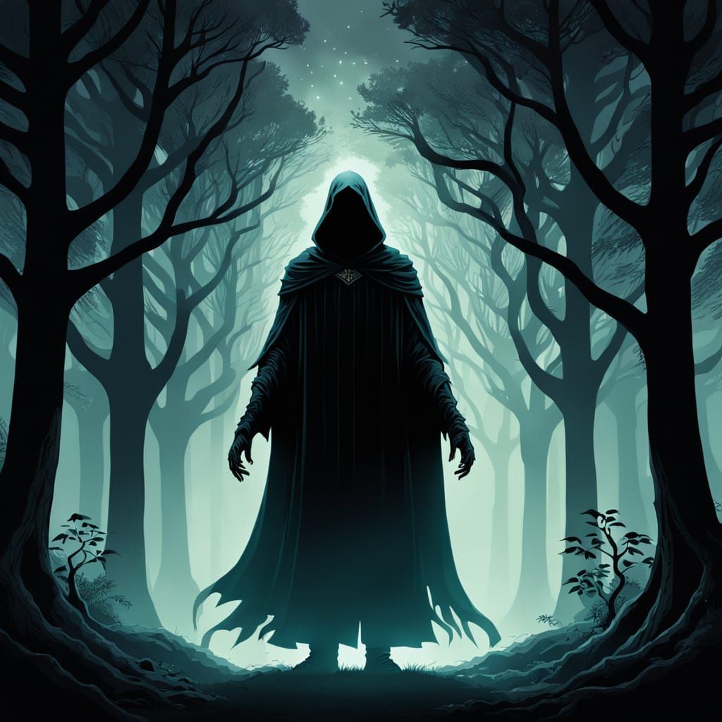 Mysterious Figure Signs Ancient Contract in Luminous Glade