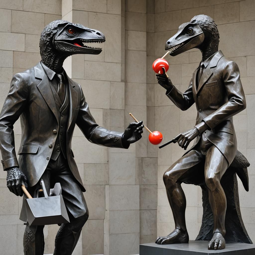 Velociraptor with Lollipop: Constructivist Statue