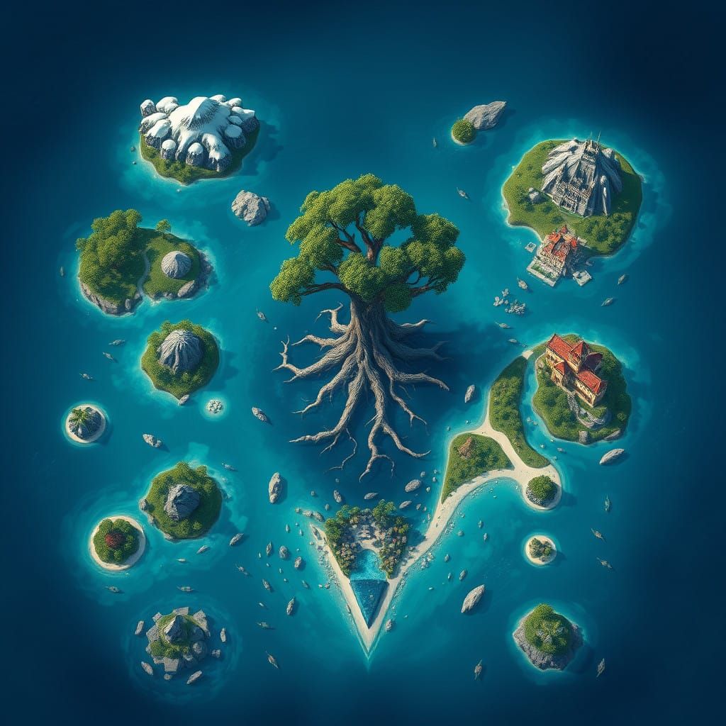 Fantastical Isles Amidst Deep Indigo Seas