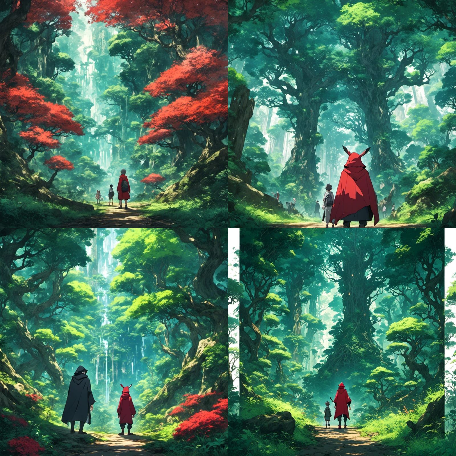 Anime Forest with Pokemon and Naruto Characters