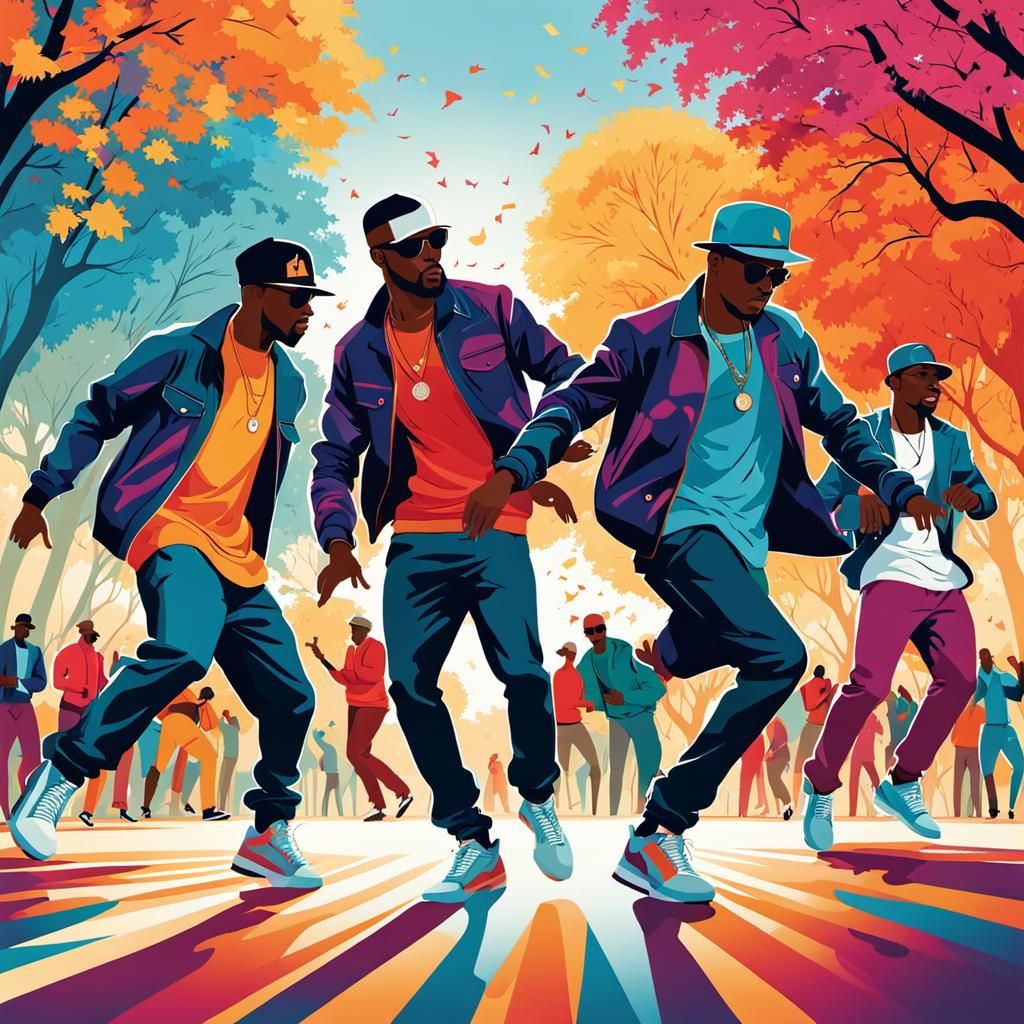 Energetic Hip Hop Dancers in Paris, Poster Art