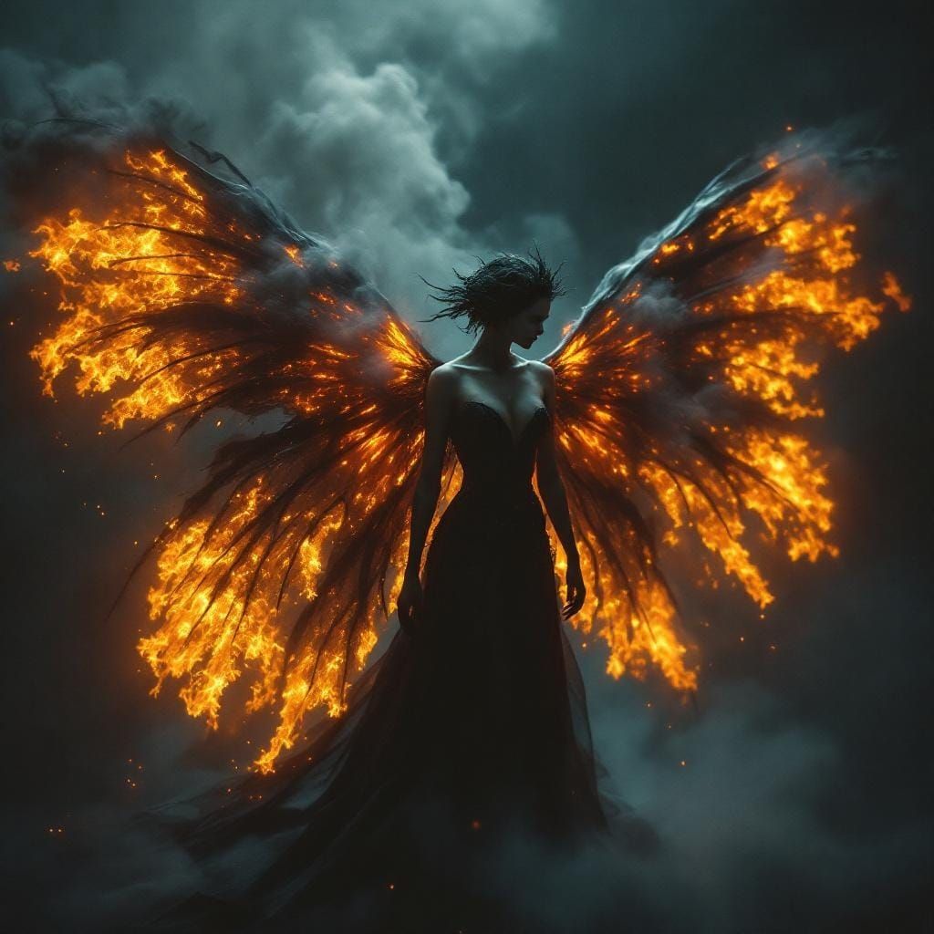 Smoke and Ash Fairy with Ember Wings