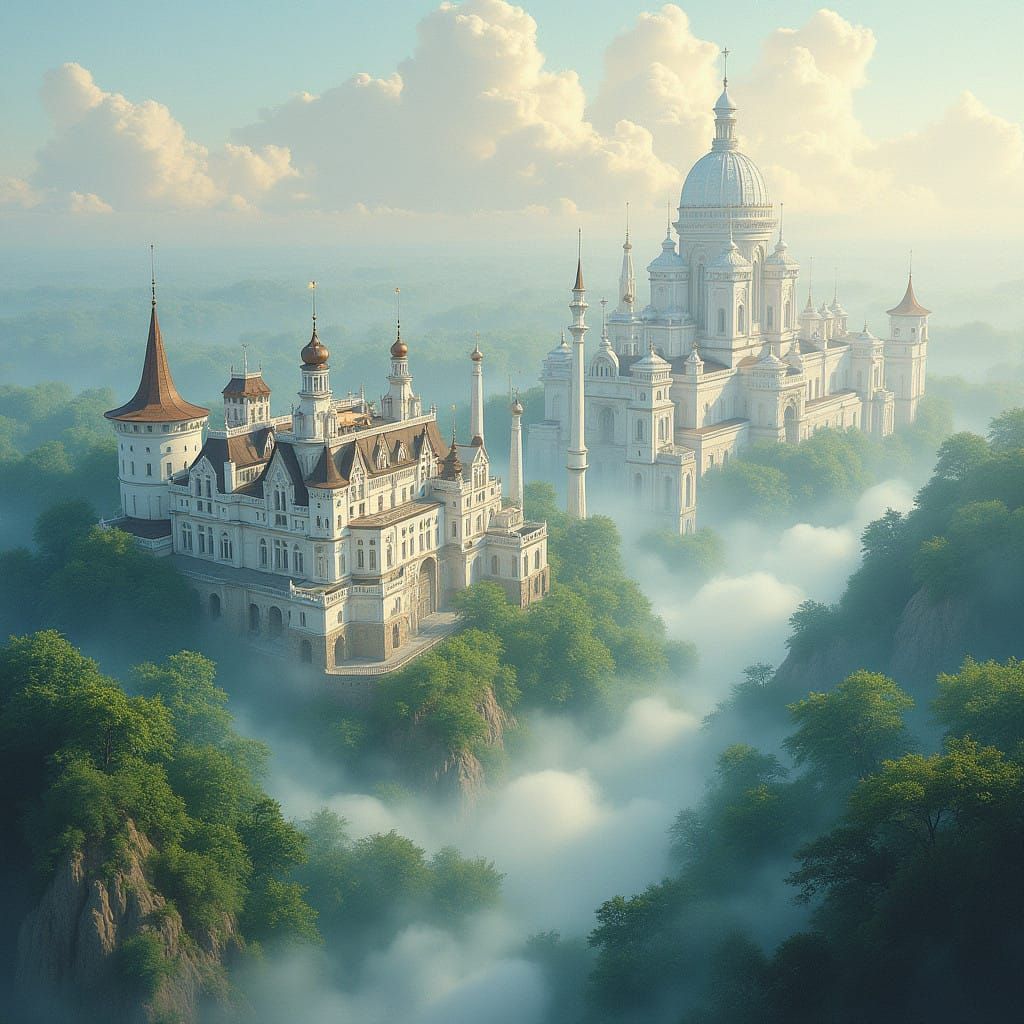 Whimsical City of Dreams, a Romantic Fantasy Landscape