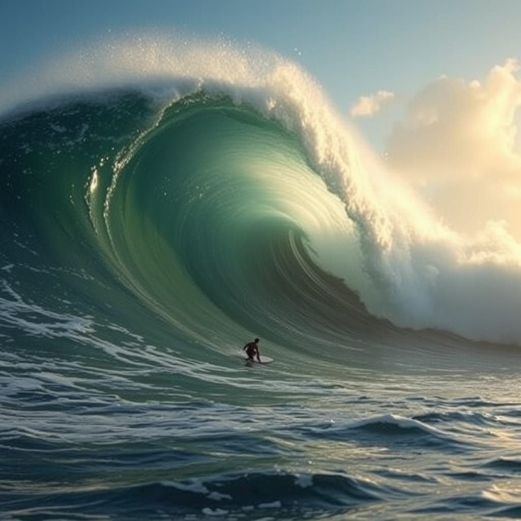 Surfer Catches Giant Wave With Ocean Wormhole