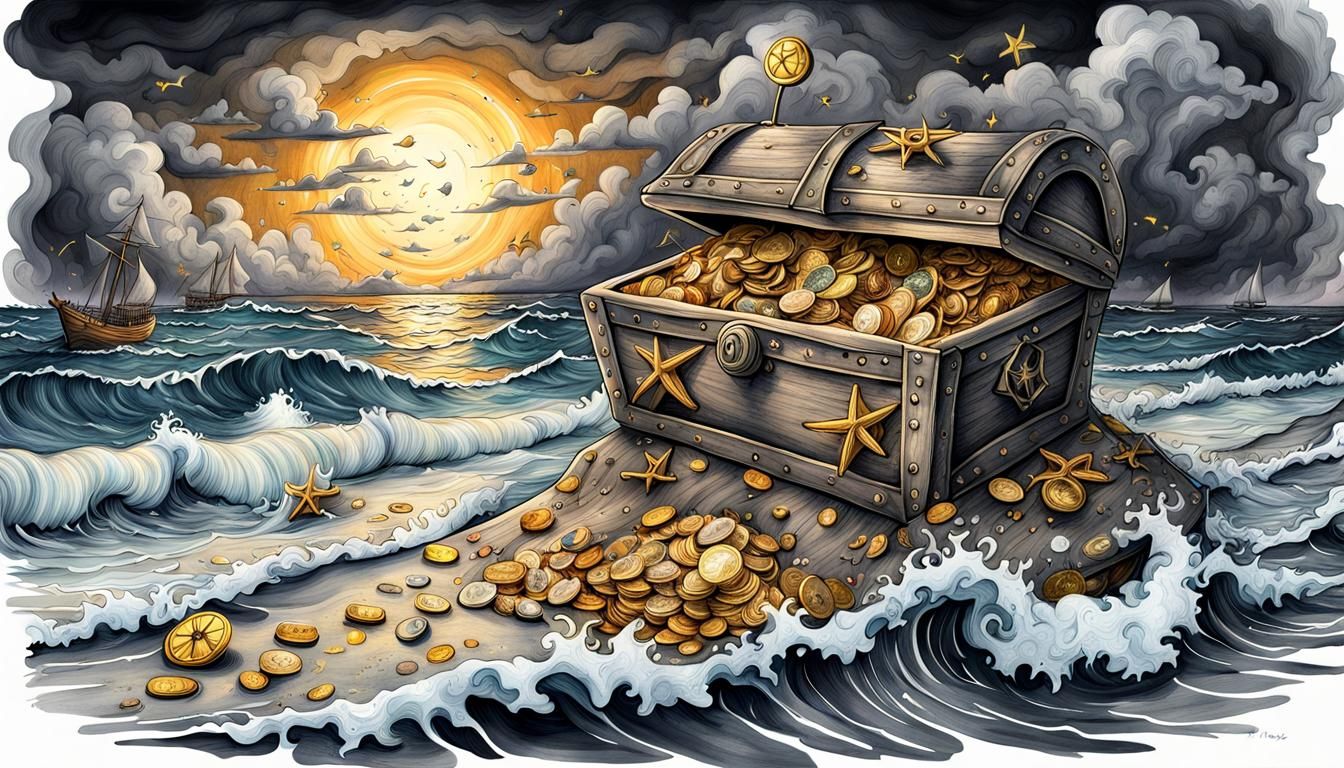 Surreal Treasure Washed Ashore: Psychedelic Digital Art