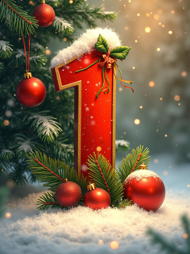 Festive Christmas Number One in Whimsical Style