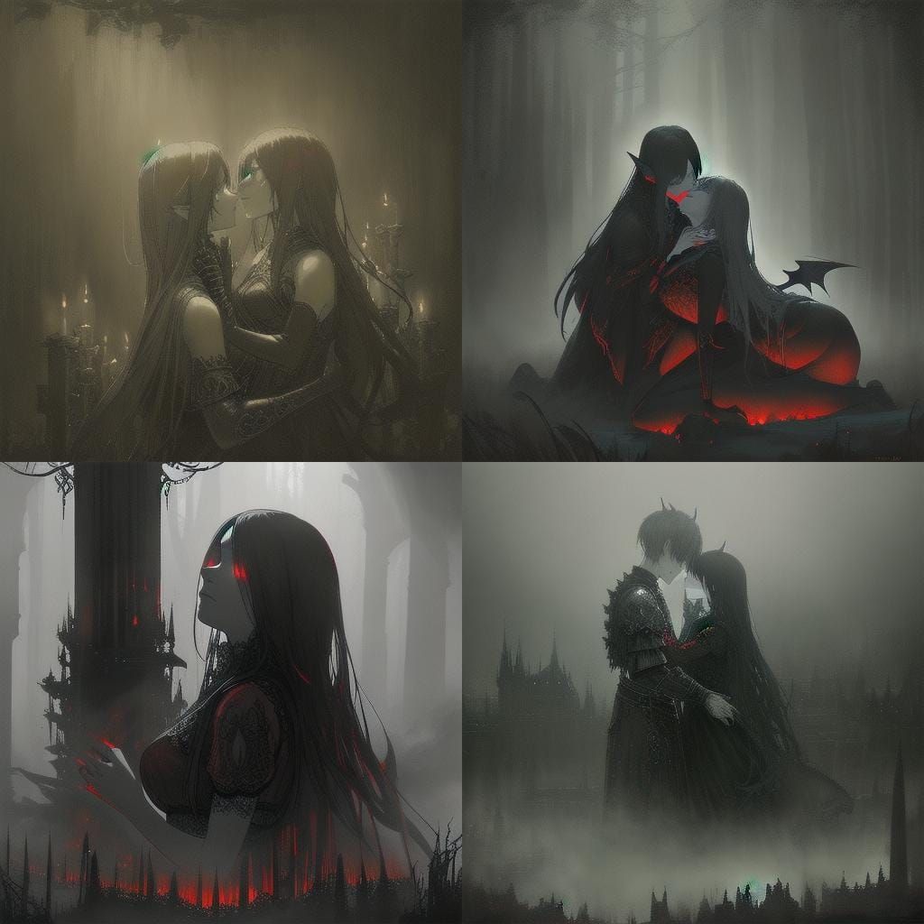 Succubus in Red Lace Awaits Her Vampire Girlfriend