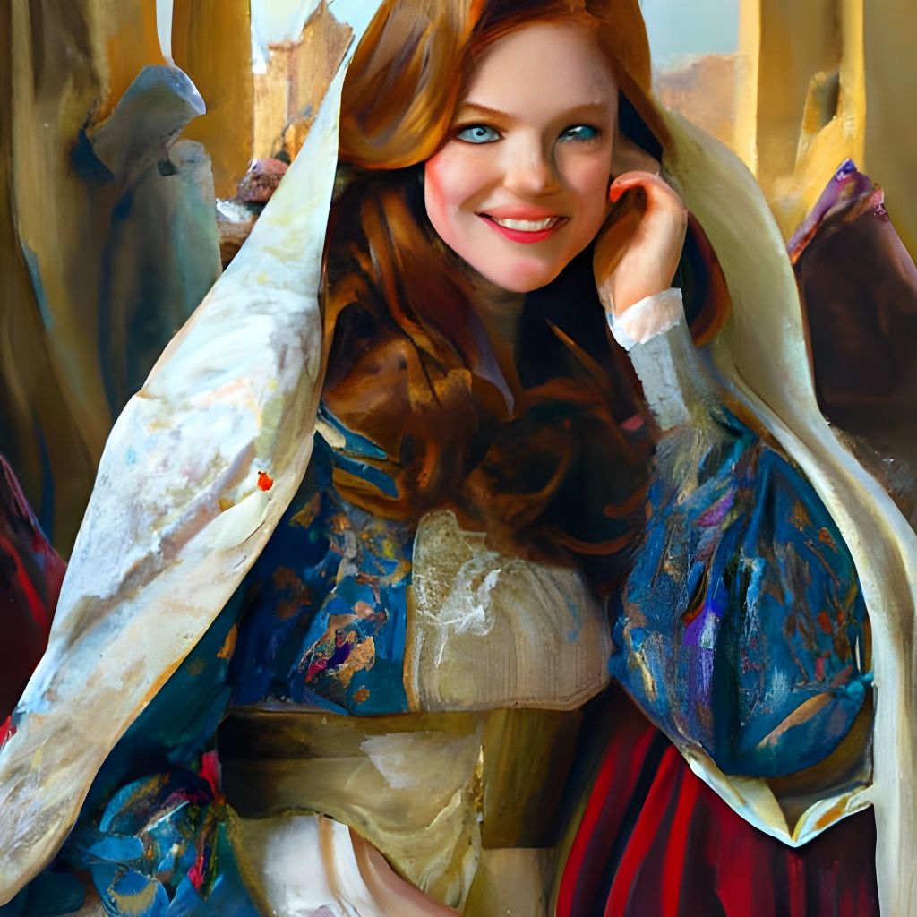 Ornate Portrait of a Gorgeous Woman in Oil Paint