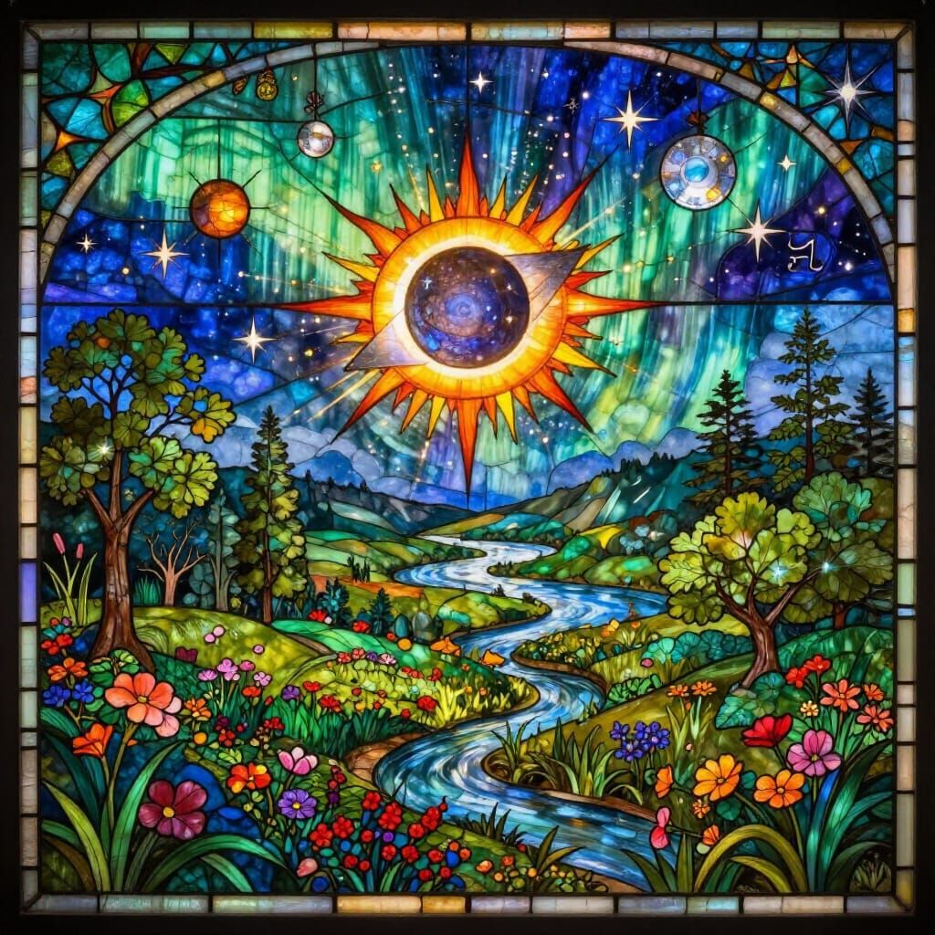 Stained Glass Valley Under Solar Eclipse
