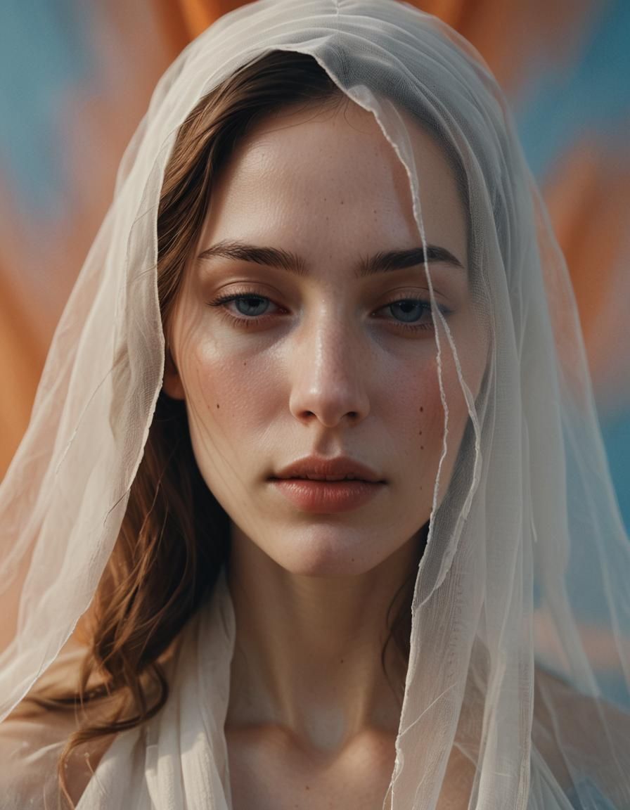 Ethereal Portrait of Woman with Veil in Soft Focus