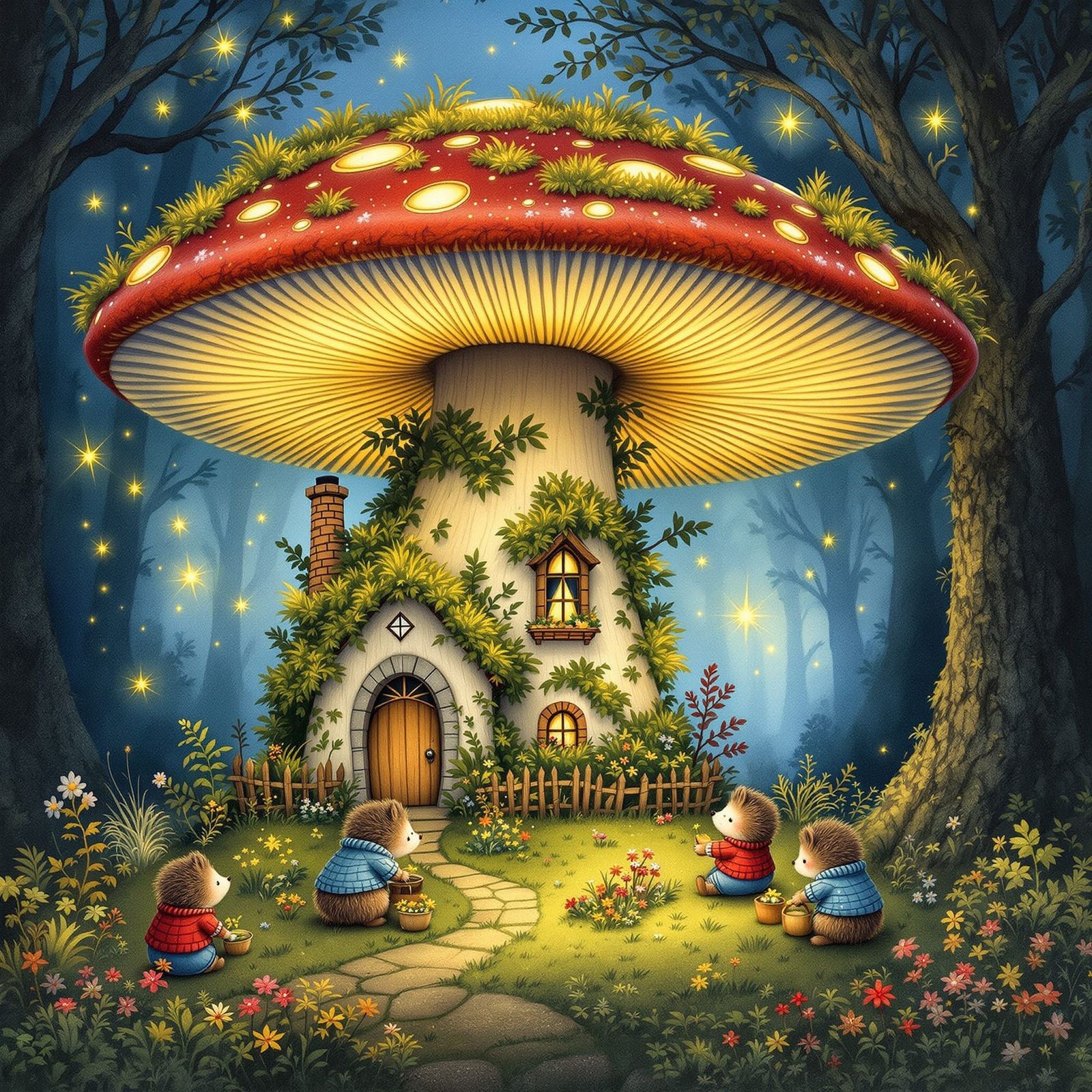 Enchanted Mushroom Cottage in Storybook Style