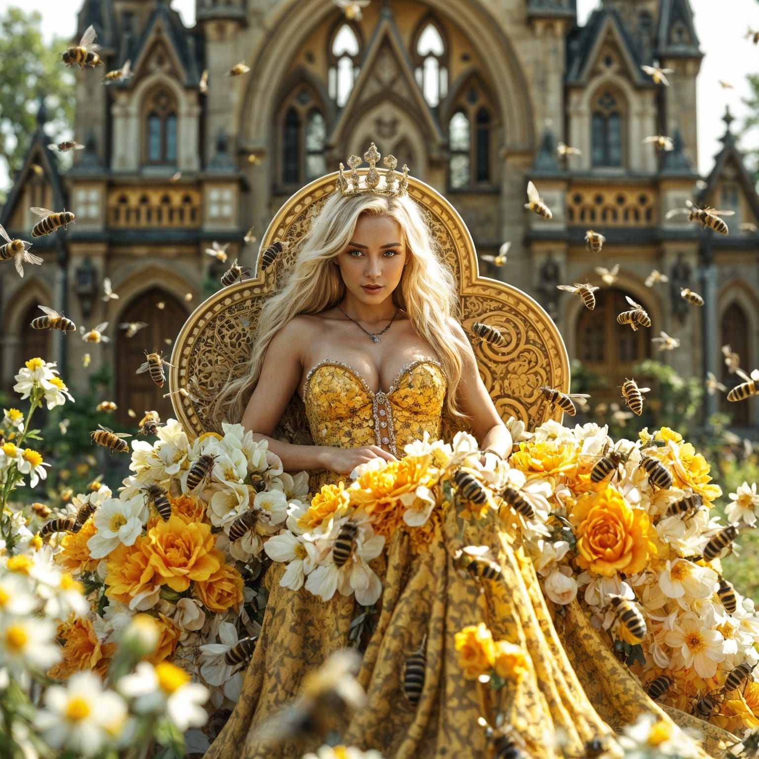 Gothic Bee Queen in Hyper Realistic Glory