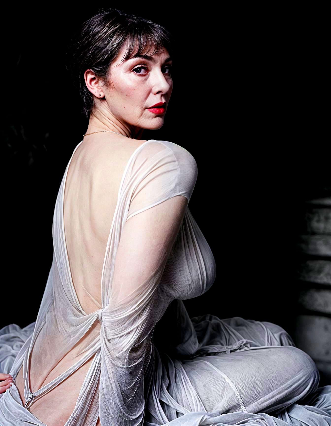 woman in diaphanous robes