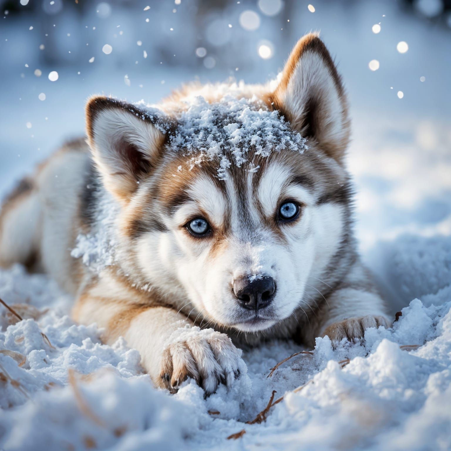 Husky Pup Buries Himself in Snow: Professional Photography