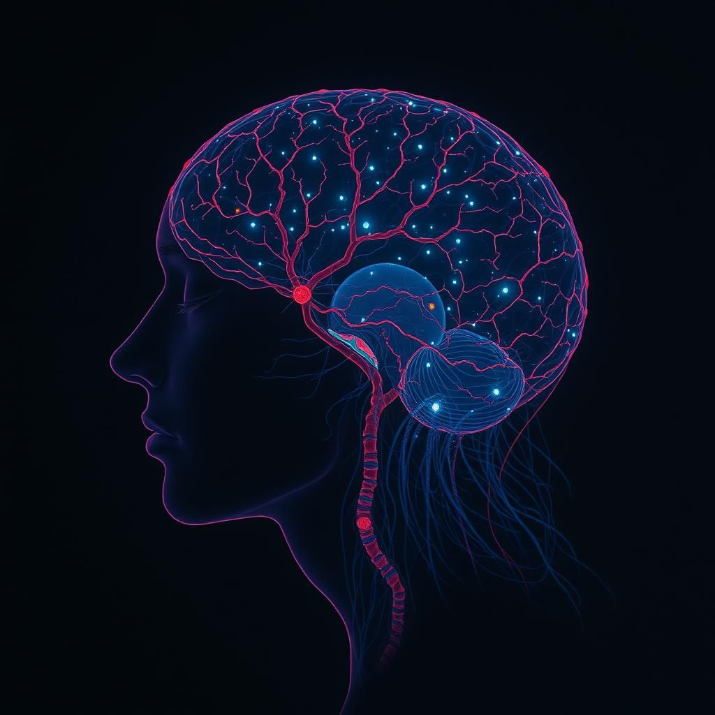 Bioluminescent Nervous System in Dark Art Style