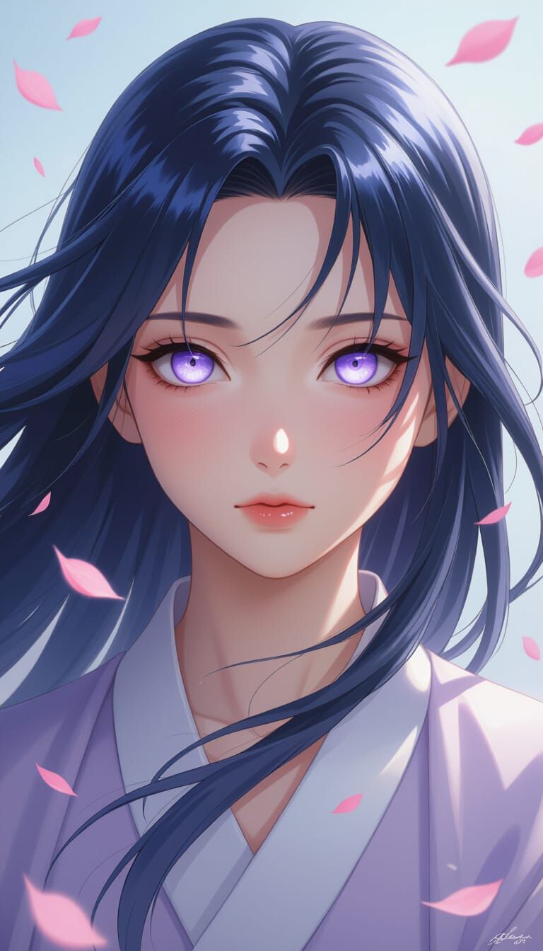 Hinata Hyuga Anime Art With Byakugan Eyes